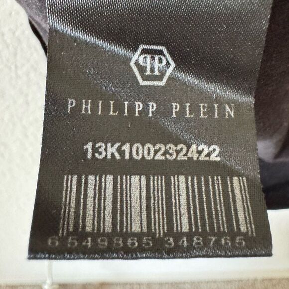 Philipp Plein Homme Black T-Shirt with Metal Patch Details Size L - Picture 8 of 11
